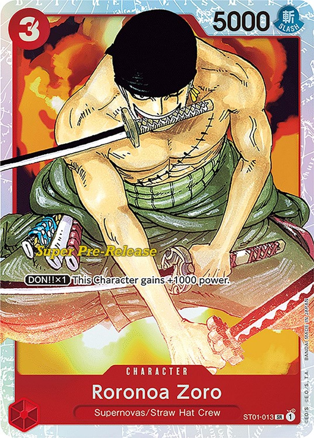 Roronoa Zoro (ST01-013) - Super Pre-Release Starter Deck 1: Straw Hat Crew Foil