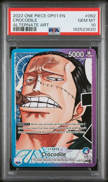 PSA 10 - Crocodile - OP01-062 (Alt Art Leader)