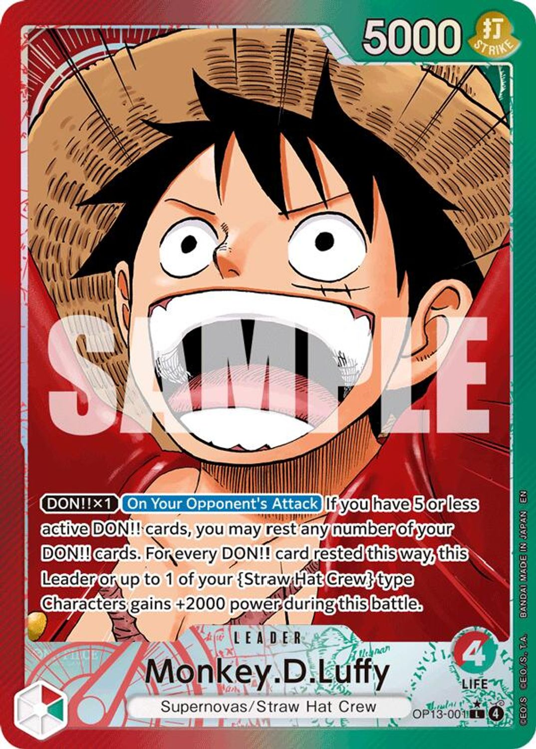 Monkey.D.Luffy (001) (Alternate Art) (OP13-001) - Carrying On His Will Foil