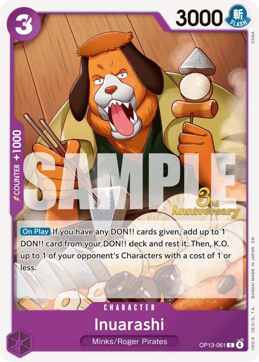 Inuarashi (OP13-061) - Carrying On His Will: 3rd Anniversary Tournament Cards