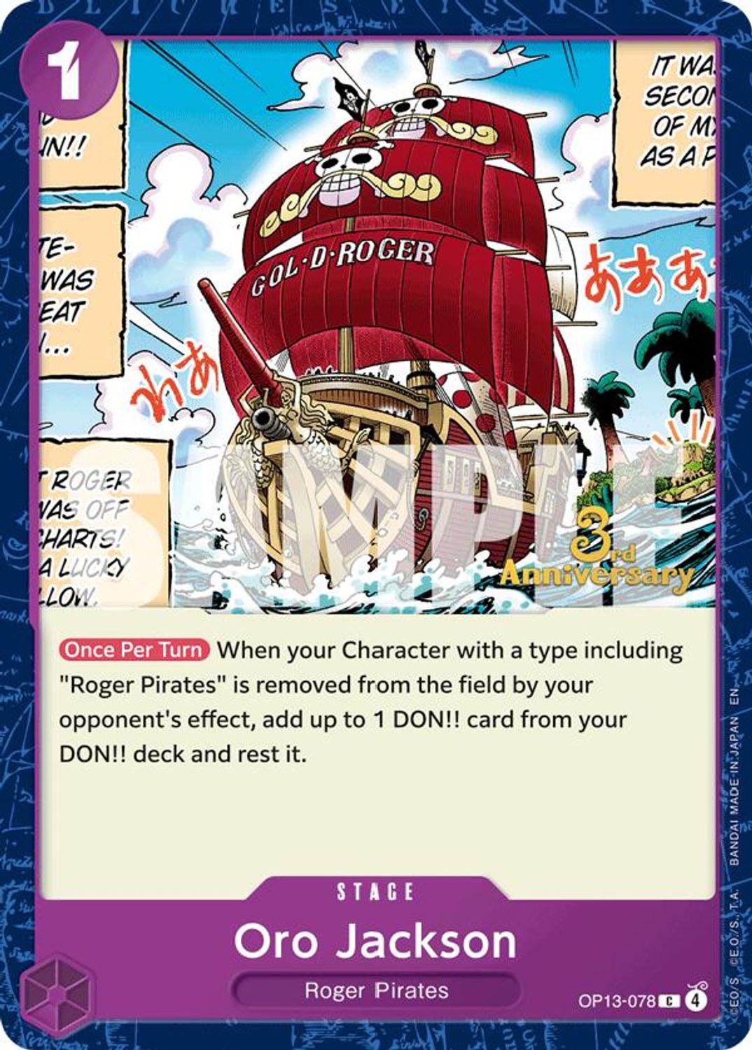 Oro Jackson (OP13-078) - Carrying On His Will: 3rd Anniversary Tournament Cards