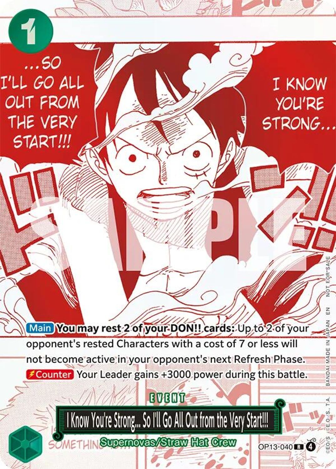 I Know You're Strong... So I'll Go All Out from the Very Start!!! (3rd Anniversary Treasure Campaign Pack) (OP13-040) - One Piece Promotion Cards Foil