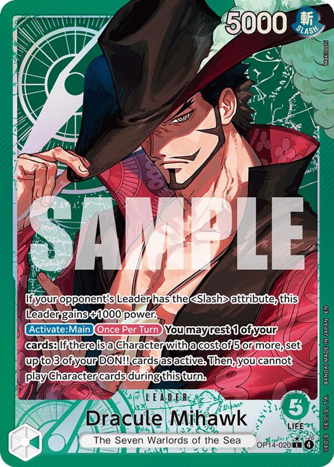 Dracule Mihawk - OP14-020 (Alternate Art) (OP14-020) - The Azure Sea's Seven Foil