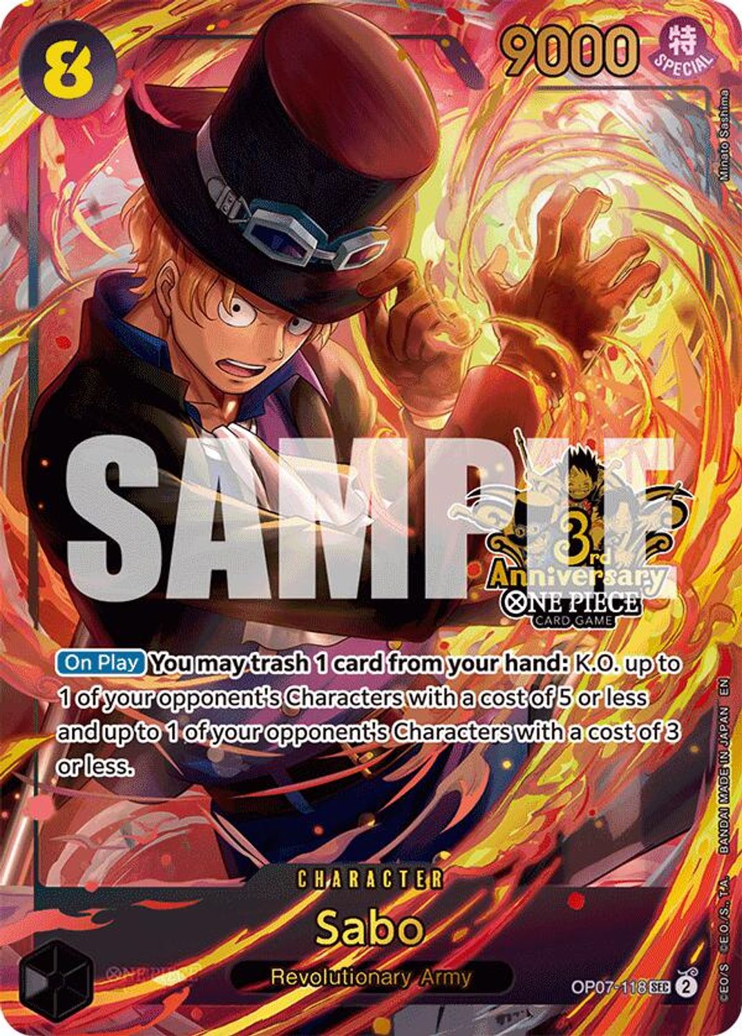 Sabo (Japanese Version 3rd Anniversary Set) (OP07-118) - One Piece Promotion Cards Foil