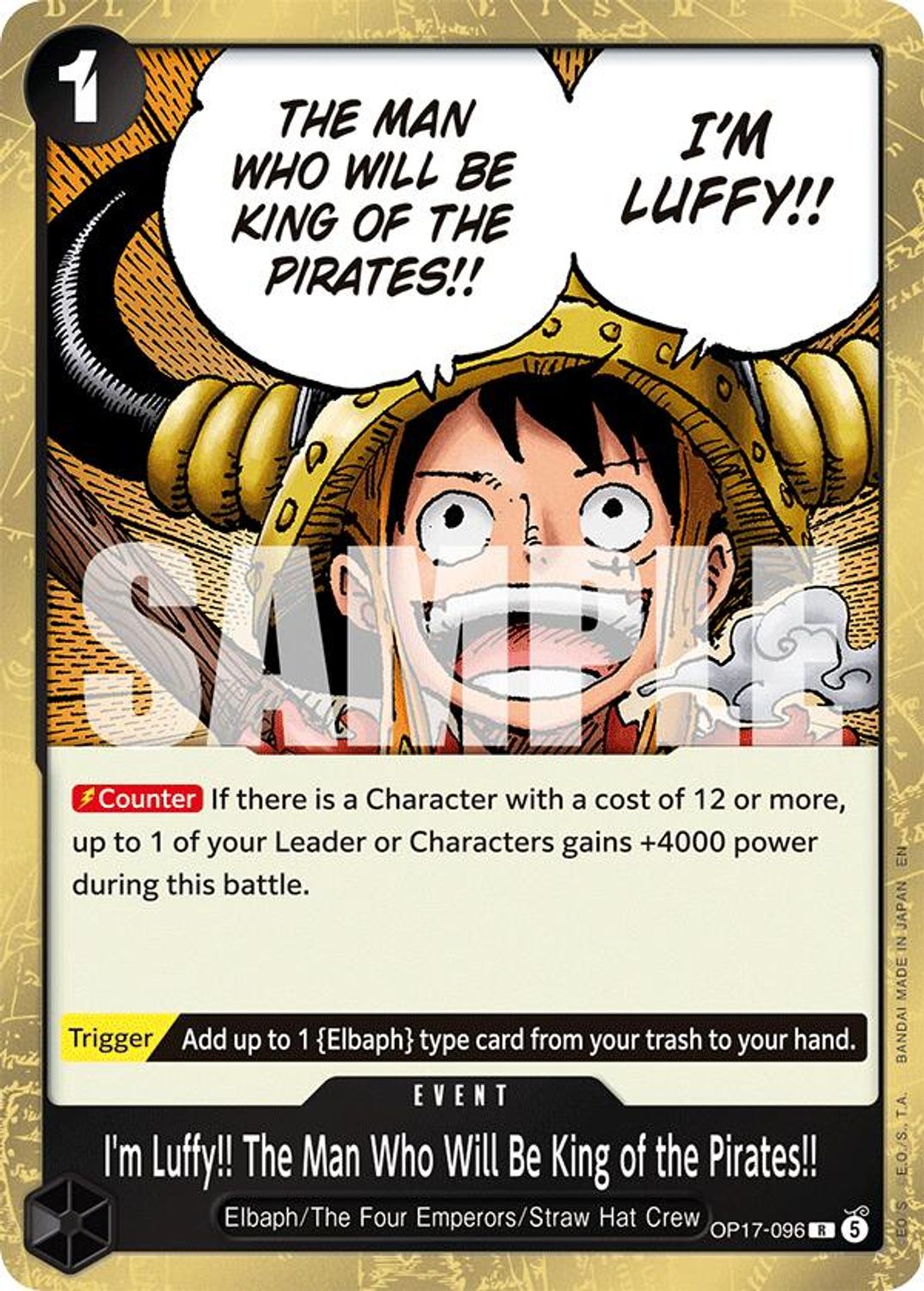 I'm Luffy!! The Man Who Will Be King of the Pirates!! (OP17-096) - The World's Strongest Warriors Foil